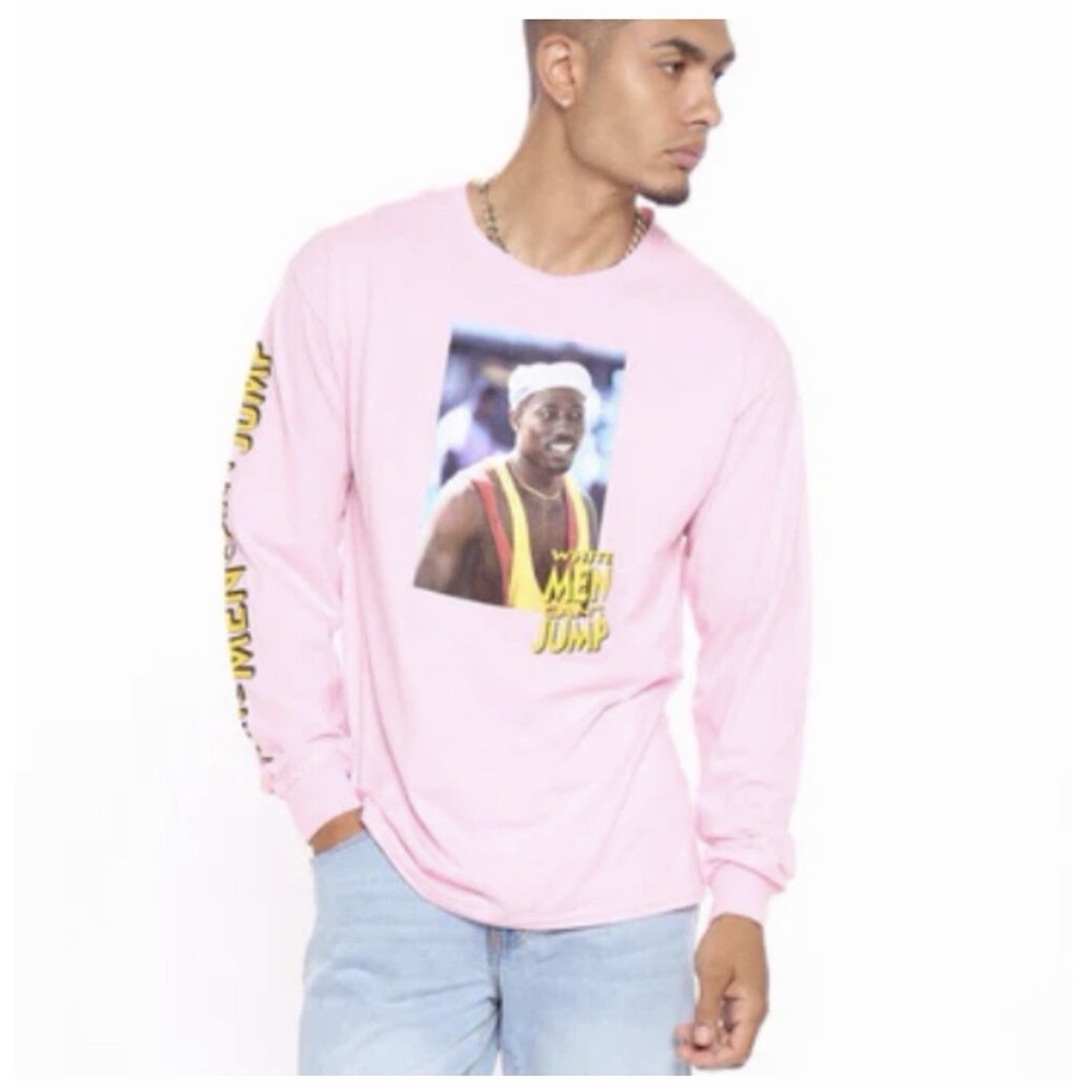 Rue21 White Men Can't Jump Pink Long Sleeve Graphic Tee Men's Size Large NEW